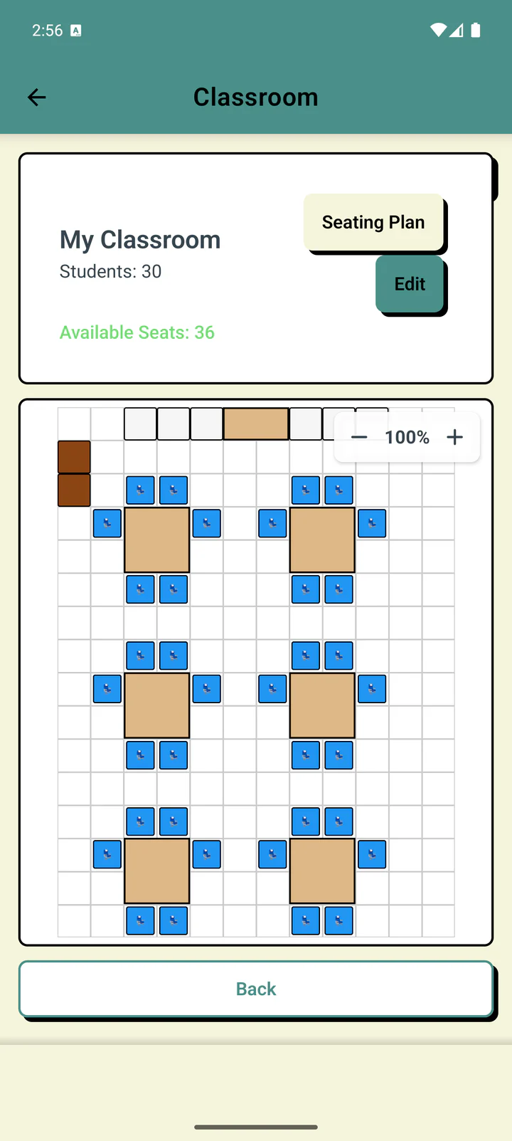 Teacher Life classroom layout and management screen